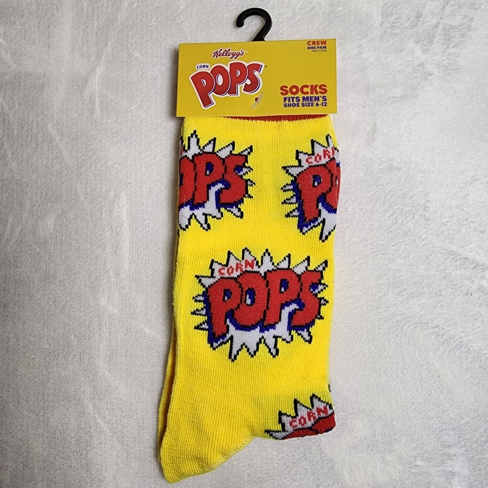 Kellogg's Corn Pops Socks Yellow Crew Fit Unisex Novelty Gift Casual Socks NWT